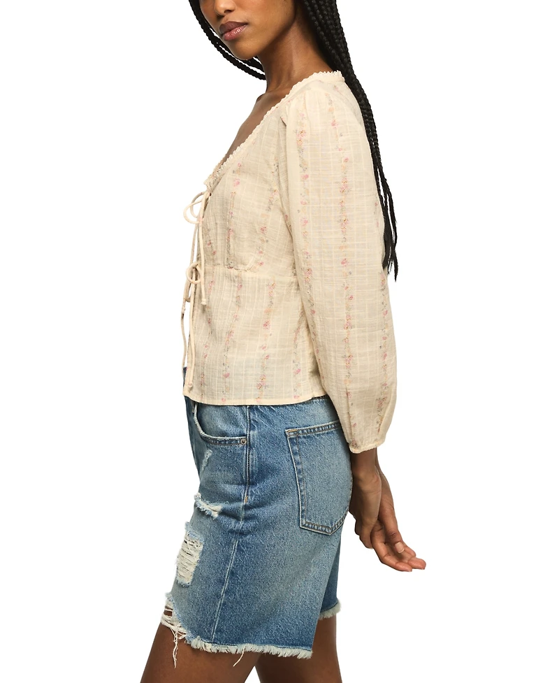 Lucky Brand Women's Festival Cutwork Long-Sleeve Blouse