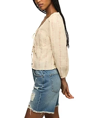 Lucky Brand Women's Festival Cutwork Long-Sleeve Blouse