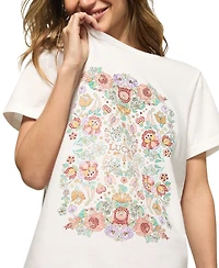 Lucky Brand Women's Floral Poster Embellished Classic Crewneck T-Shirt