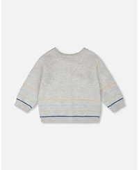 Deux par Baby Boys Cotton Knit Striped Button Front Cardigan