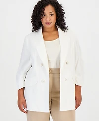 Jones New York Plus Open-Front Scrunch-Sleeve Blazer