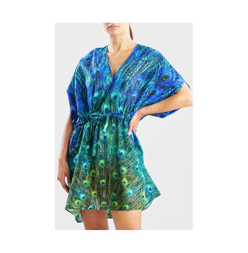 Natori Women's Peacock - Cotton Voile Short Caftan
