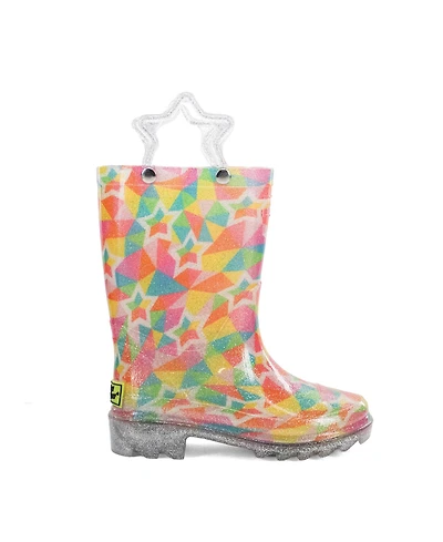 Western Chief Little Girls Star Kaleidoscope Lighted Rain Boot
