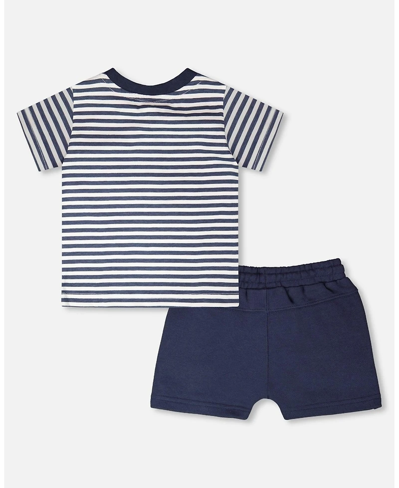 Deux par Boy Cotton T-Shirt and Short Set Stripes - Toddler|Child