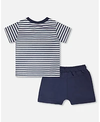 Deux par Boy Cotton T-Shirt and Short Set Stripes - Toddler|Child
