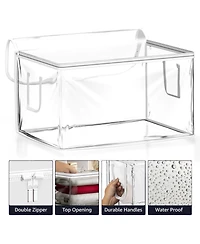 Sorbus 4 Pack Foldable Large Clear Plastic Bags with Zipper & Carry Handles - Great for Clothes, Blankets, Closets, Bedrooms, and more