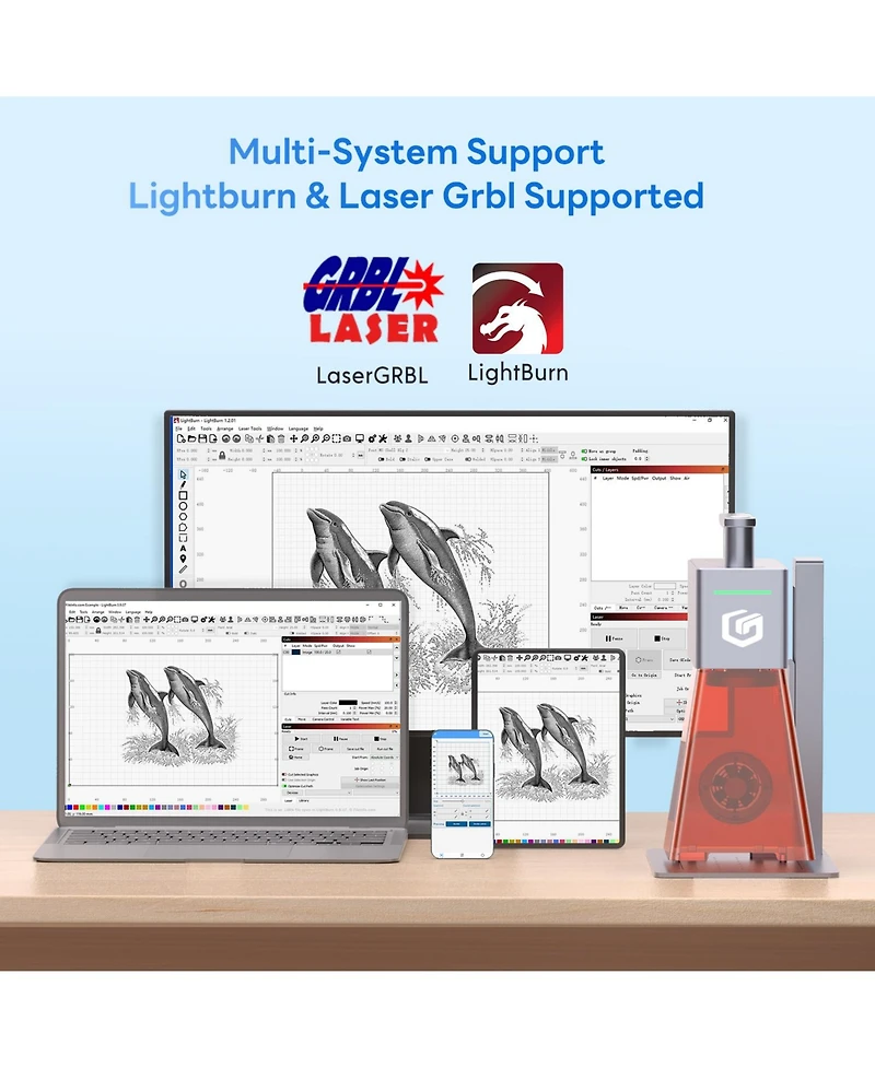 Zachvo Nano Pro Laser Engraver: 5000mm/s Speed, 0.01mm Precision, Cuts 10mm Wood & 4.5mm Acrylic, LightBurn Compatible