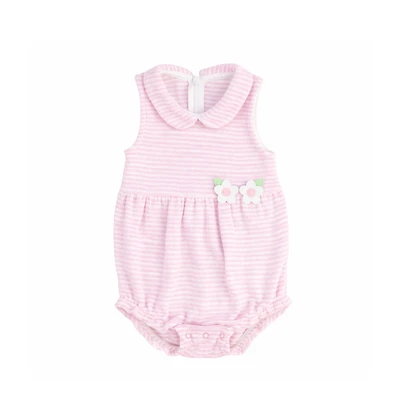 Florence Eiseman Baby Girls Stripe Terry Romper with Flowers