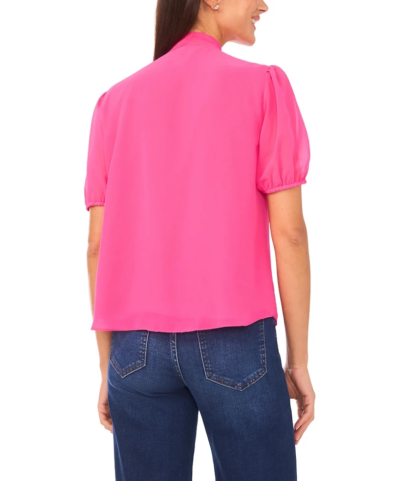 CeCe Women's Short-Sleeve Bow Tie Top