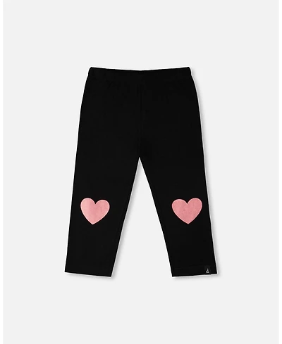 Deux par Toddler Girls Cotton Jersey Capri Foil Heart Print