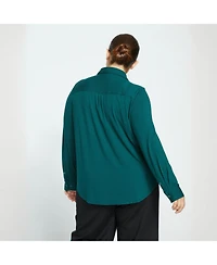 Universal Standard Women's Plus Elbe Liquid Jersey Shirt Classic Fit