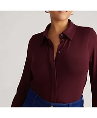Universal Standard Women's Plus Elbe Liquid Jersey Shirt Classic Fit