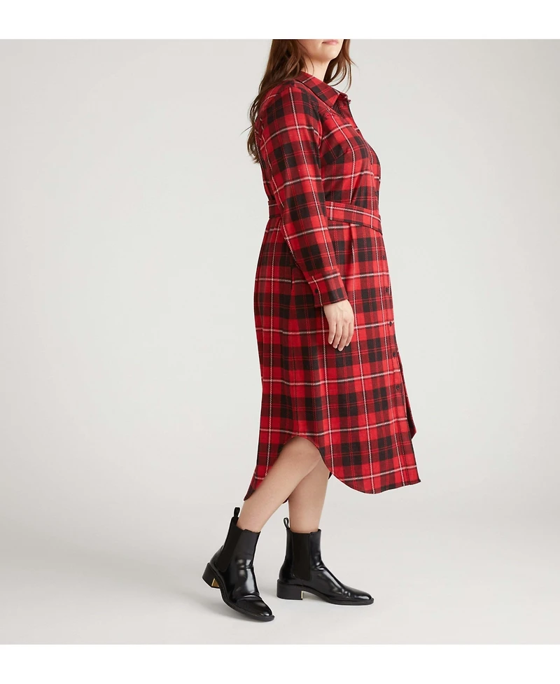 Universal Standard Women's Morgan Belted Stretch Flannel Shirtdress