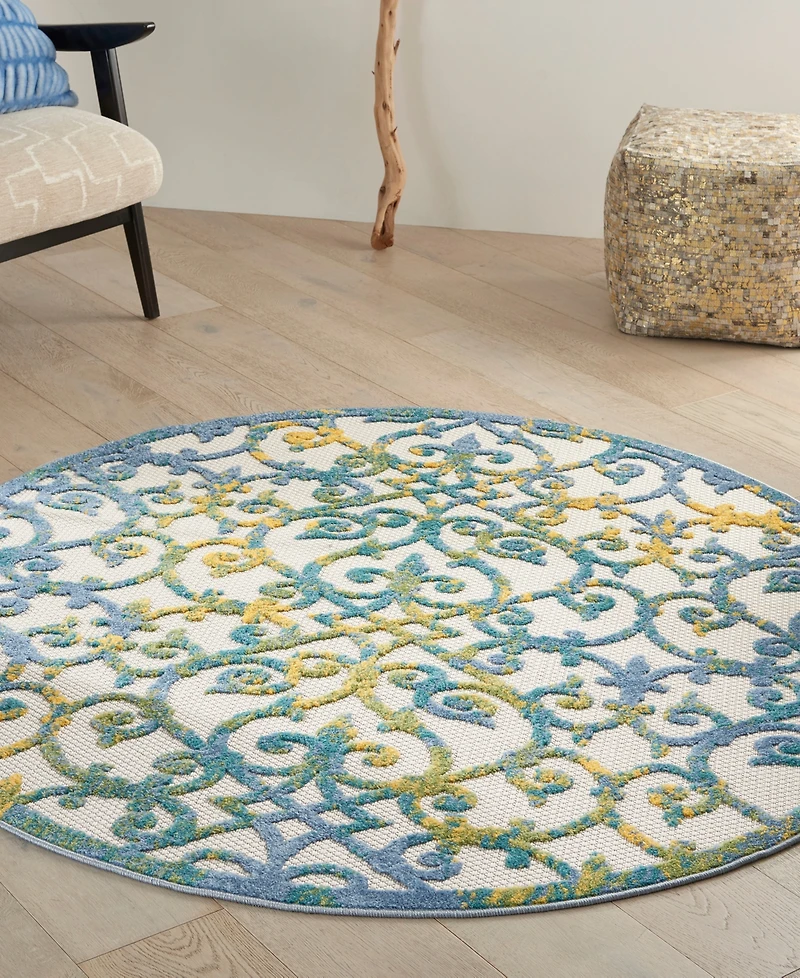 Nourison Home Aloha ALH21 5'3" x Round Outdoor Area Rug