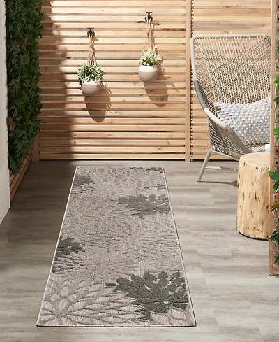 Nourison Home Aloha ALH05 Silver 2'3" x 8' Runner Rug