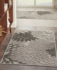 Nourison Home Aloha ALH05 Silver 2'8" x 4' Outdoor Area Rug