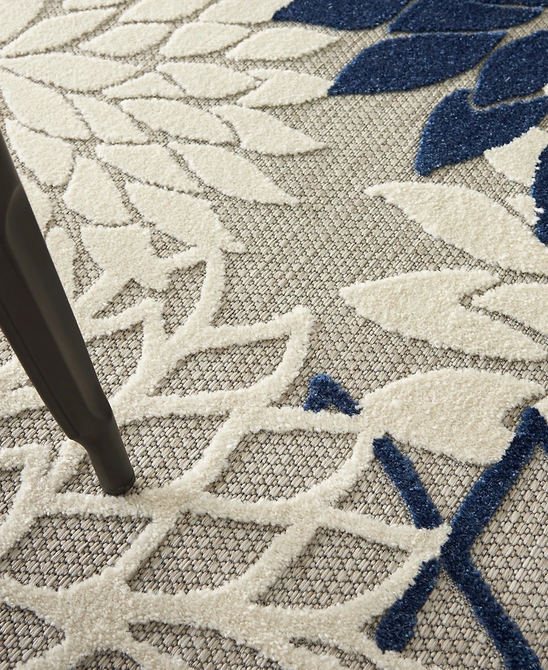 Nourison Home Aloha ALH05 Ivory and Navy 3'6" x 5'6" Outdoor Area Rug