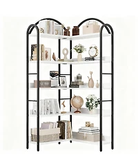 Yigii 5-Tier Storage Bookshelf, Corner Design, Edge Protection, Stable, Easy Assembly-Metal Frame for Living Room, Bedroom, Office