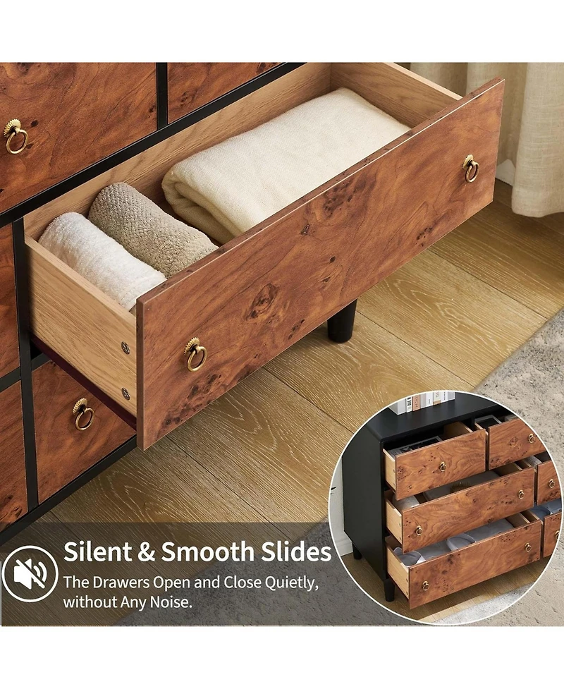 gaomon 7 Drawers Dresser for Bedroom, 54" Wide Modern Chest of Drawers with Vintage Circle Handle w/Curved Profile Design