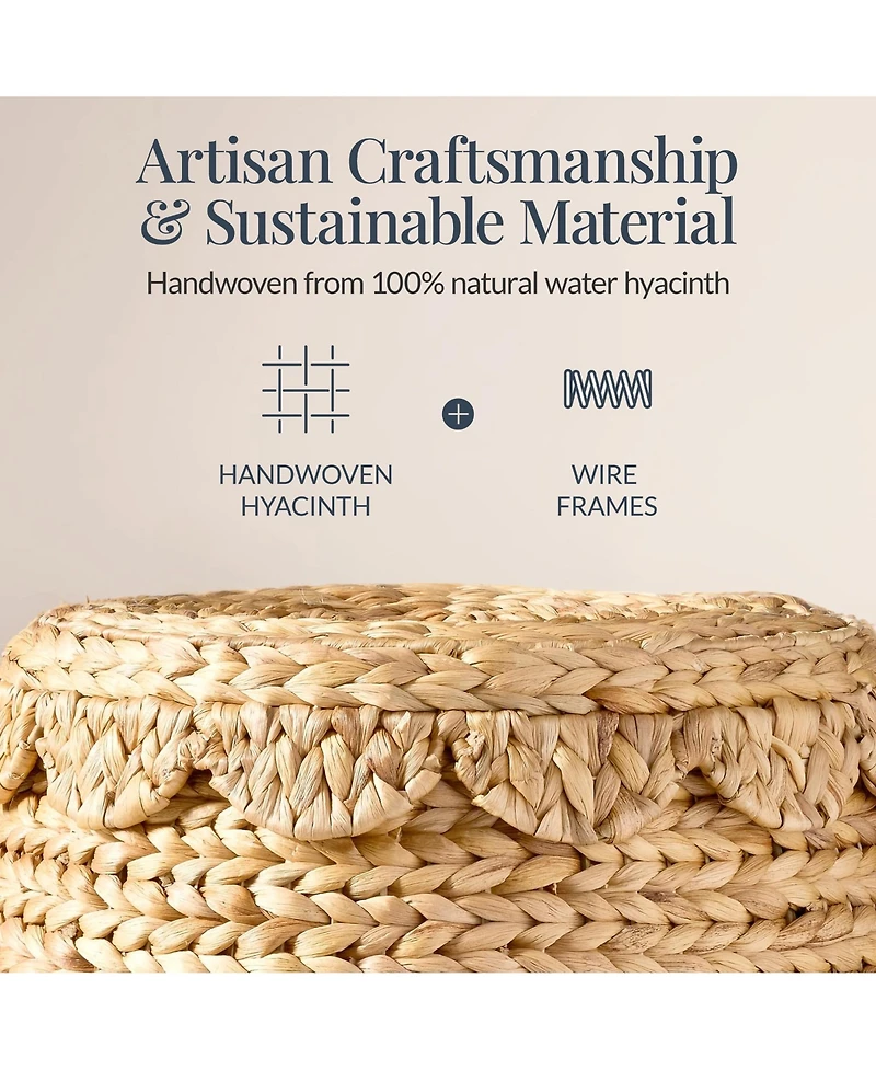 Best Choice Products Scalloped Water Hyacinth Storage Tote Basket with Lid