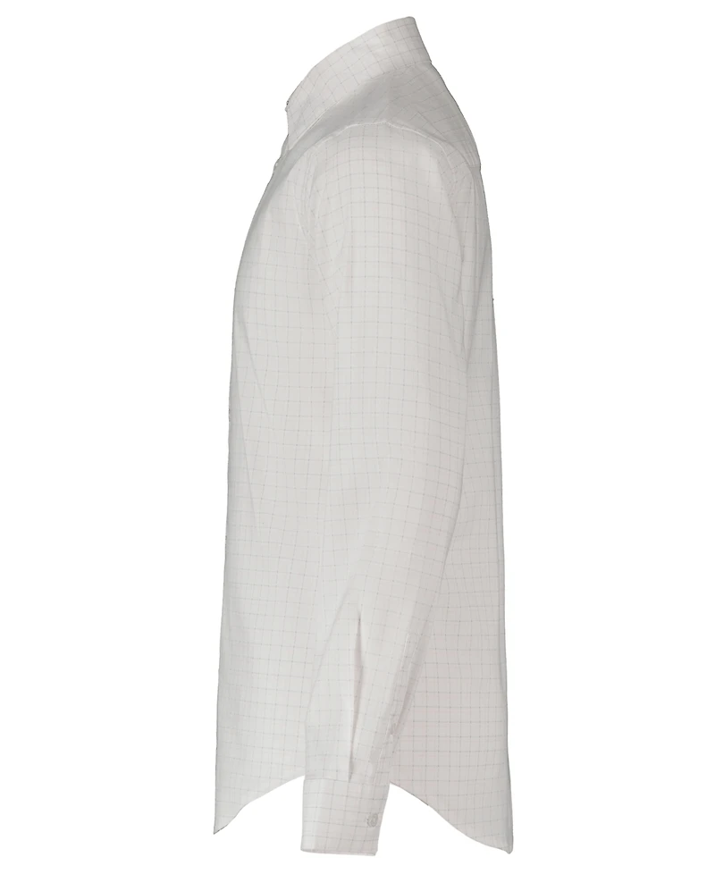 Calvin Klein Boys' 8-20 Long-Sleeve Stretch Dobby Check Dress Shirt