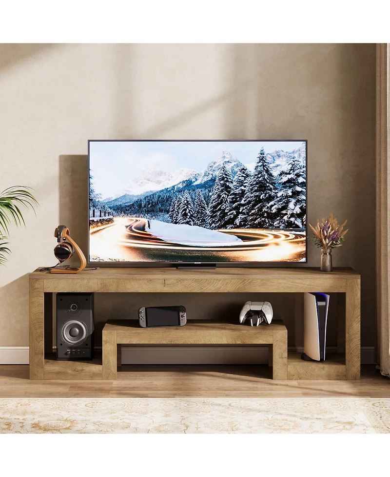 Tribesigns 63-Inch Tv Stand for 55/60/65/75-Inch TVs, Farmhouse Entertainment Center