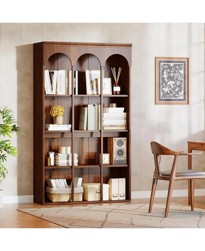 Tribesigns 70.9" Tall Arched Bookshelf, 5-Tier Freestanding Wooden Display Bookcase, Large Commercial-Grade Library Book Shelving Unit