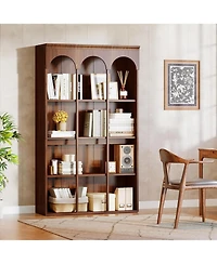 Tribesigns 70.9" Tall Arched Bookshelf, 5-Tier Freestanding Wooden Display Bookcase, Large Commercial-Grade Library Book Shelving Unit