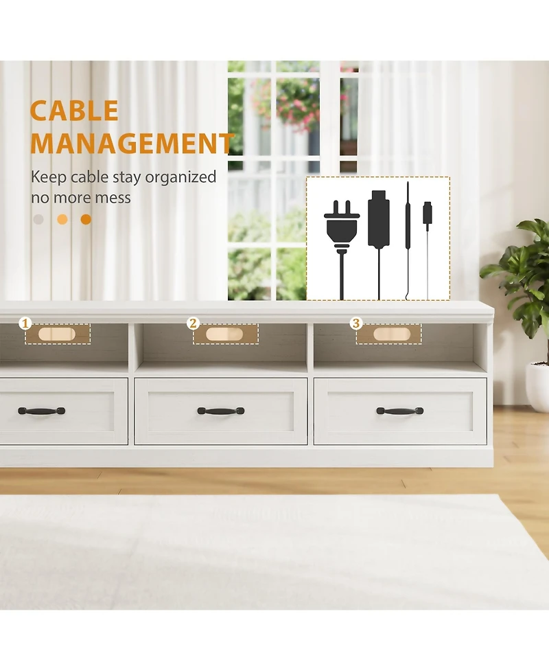 gaomon Mid-Century Modern 75" Tv Stand Entertainment Center, Storage Drawers & Open Shelves for 75 Inch TVs