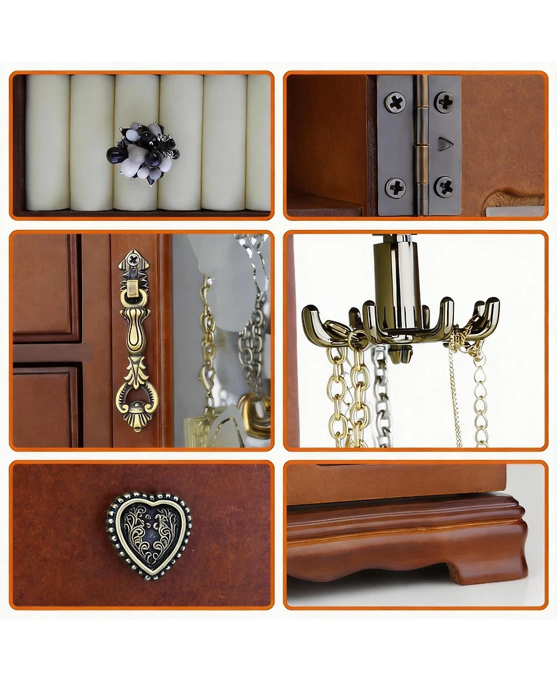 Yigii Elegant High-Grade Jewelry Box with 4 Drawers, Carousel, Mirror