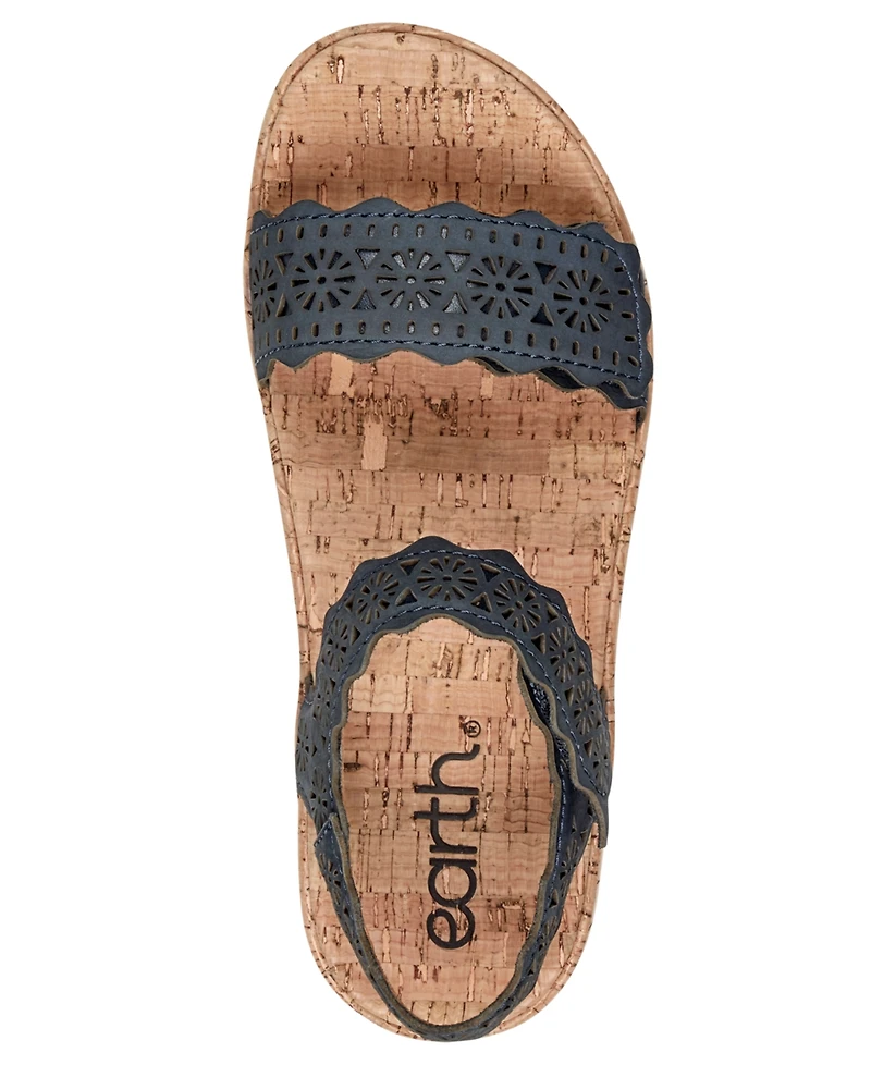 Earth Women's Slatal Round Toe Platform Footbed Sandals