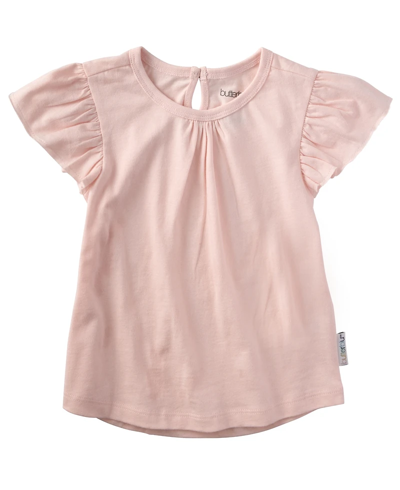 butterblu Baby Girls' Ruffle Shoulder Short-Sleeve Tops, 5-Pack