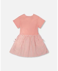 Deux par Deux Toddler Girls Bi-Material Dress Peach