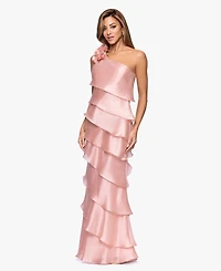 Xscape Women's Tiered Chiffon One-Shoulder Dress
