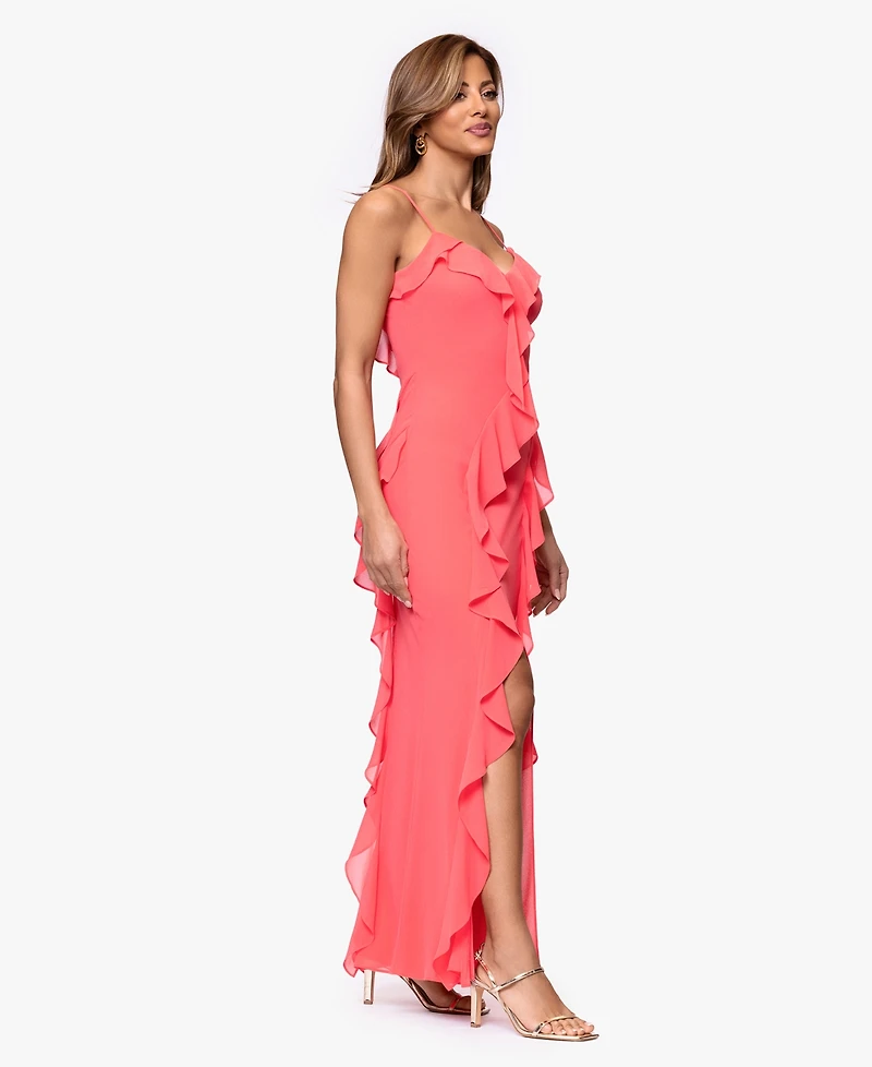 Xscape Women's Ruffle Detail Maxi Dress