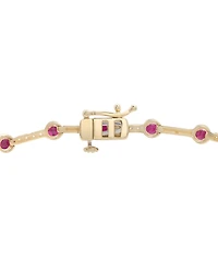 Macy's Ruby (2-5/8 ct. t.w.) and Diamond (1/10 ct. t.w.) Bracelet in 10k Yellow Gold
