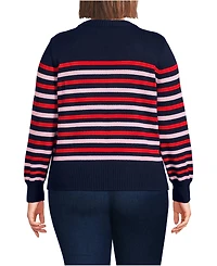 Lands' End Plus Drifter Set Sleeve Crew Neck Sweater
