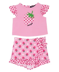 Rare Editions Baby Girls' Strawberry Applique Top and Skort, 2-Piece Set