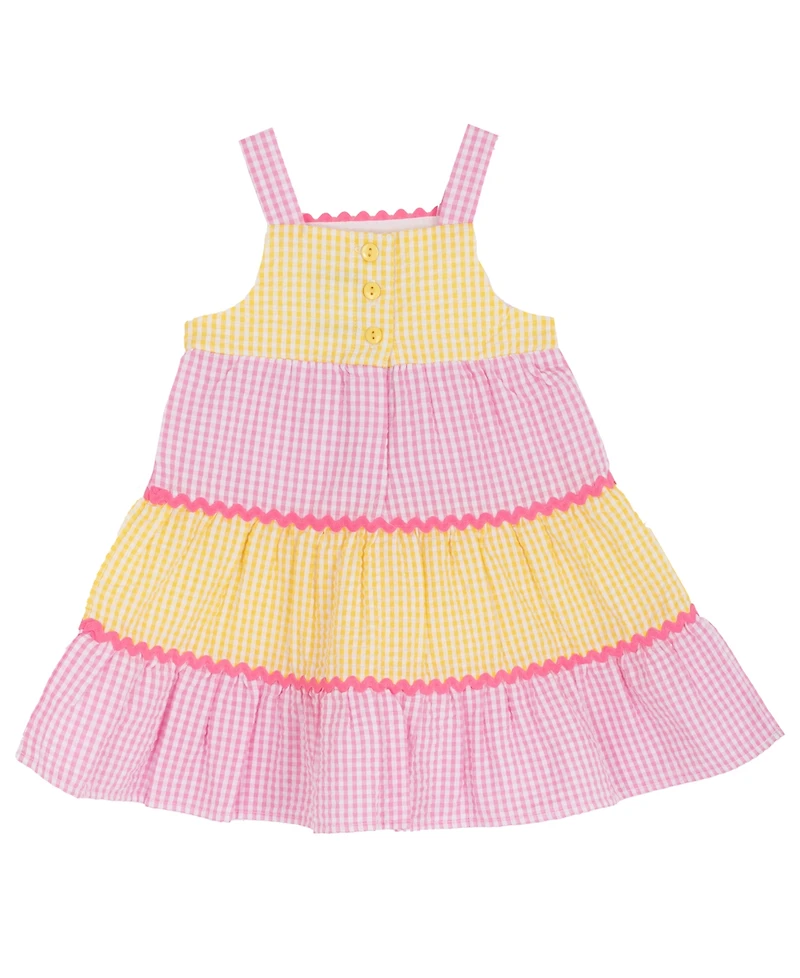 Rare Editions Baby Girls' Yellow Butterfly Applique Square Neck Dress and Panty, 2-Piece Set