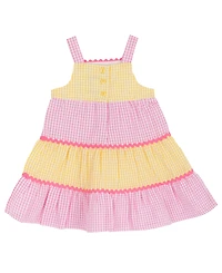 Rare Editions Baby Girls' Yellow Butterfly Applique Square Neck Dress and Panty, 2-Piece Set