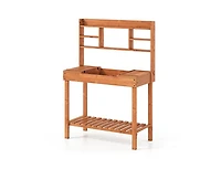 Slickblue Wooden Garden Potting Bench Table 61" with Open Shelves