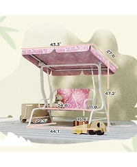 Qaba Kids Porch Swing with 2-Seater, Safety Belts, Adjustable Canopy