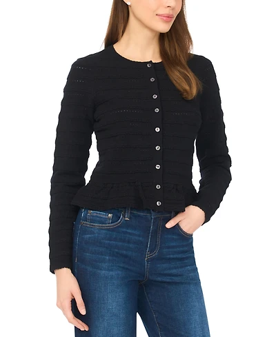 CeCe Women's Long-Sleeve Crew Neck Cardigan