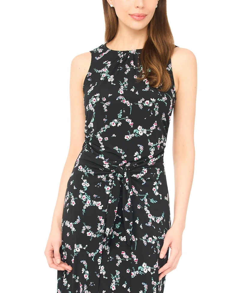 CeCe Women's Sleeveless Wrap Knit Crew Neck Midi Dress