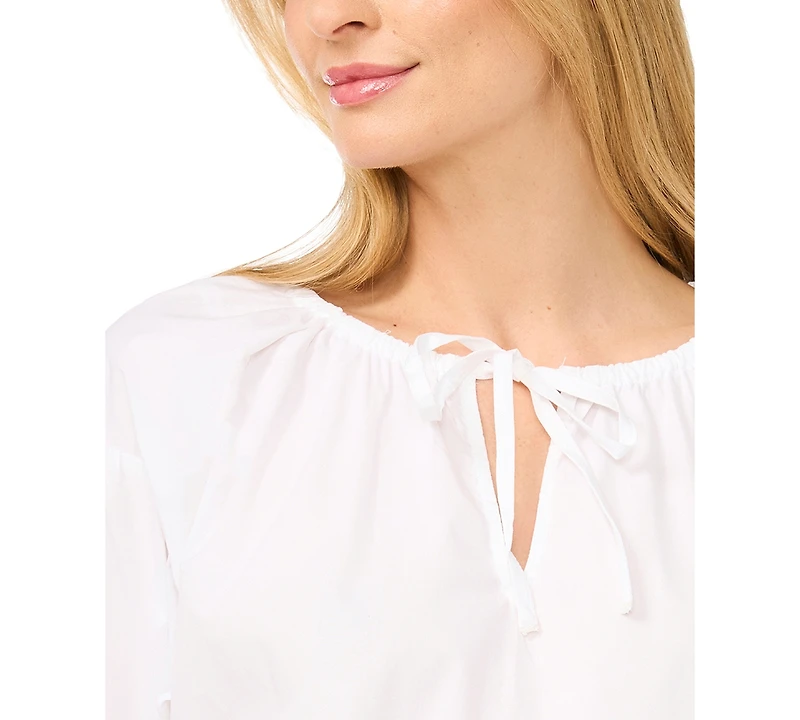 CeCe Women's Split Tie Neck Bubble Blouse