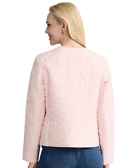 Jones New York Women's Quilted Flower Crew Neck Jacket