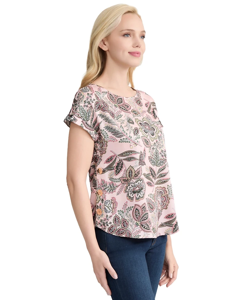 Jones New York Women's Printed Short-Sleeve Blouse