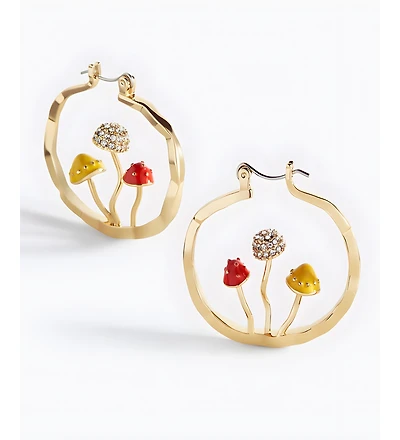 Mint & Lily Boho Mushroom Hoop Earrings