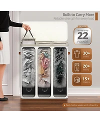 Sorbus 3-Compartment Laundry Basket with Removable Bag - Durable Organizer for Bathroom, Bedroom, or Room Space Saving Design