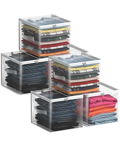 Sorbus 6 Pack Clear Storage Cube with Zipper & Carry Handles - for Clothes, Blankets, Bedding, Closets, Bedrooms & More